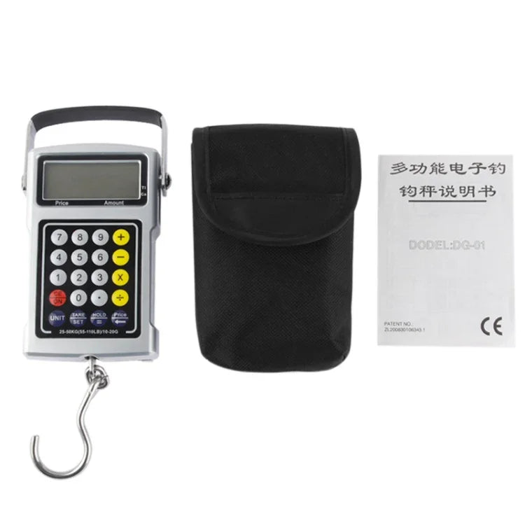7-in-1 Multifunktions-Elektronische Fischhakenwaage (50 kg/20 g), 7-in-1 50 kg x 10 g