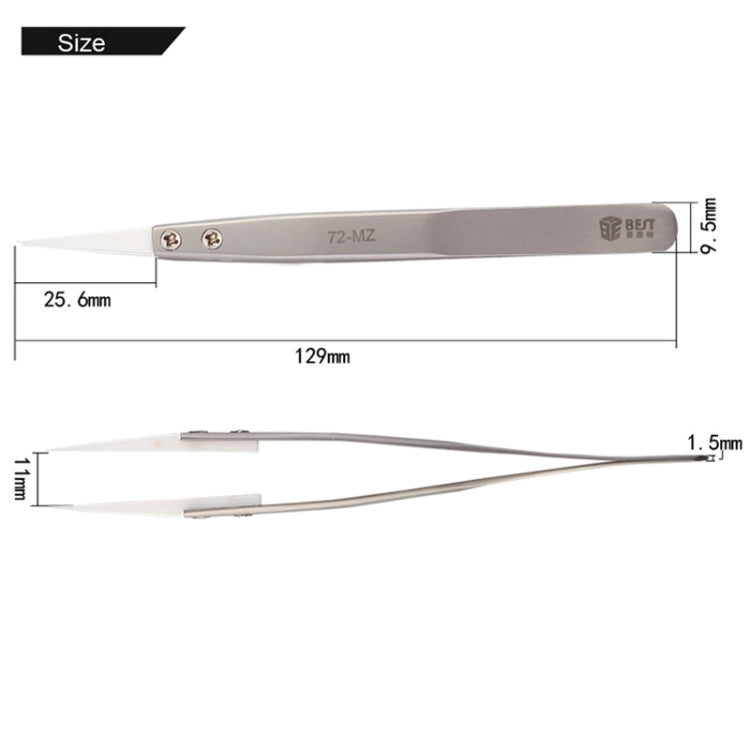 BEST BST-72-MZ 302 Edelstahl Hochtemperaturbeständige Keramikspitzen-Pinzette, BST-72-MZ