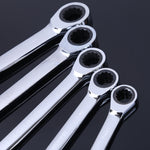 Professionelles Doppelkopf-Ratschenringschlüssel-Set, 5 Stück/Set