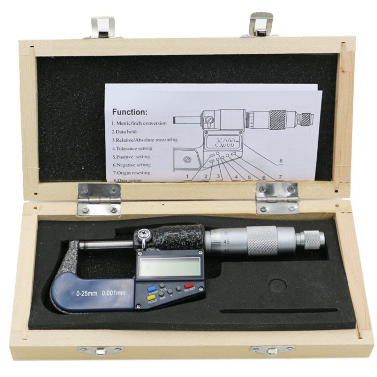 25mm (1 Zoll) Elektronisches Digitalmikrometer (Auflösung 0,001mm), 0-25 mm