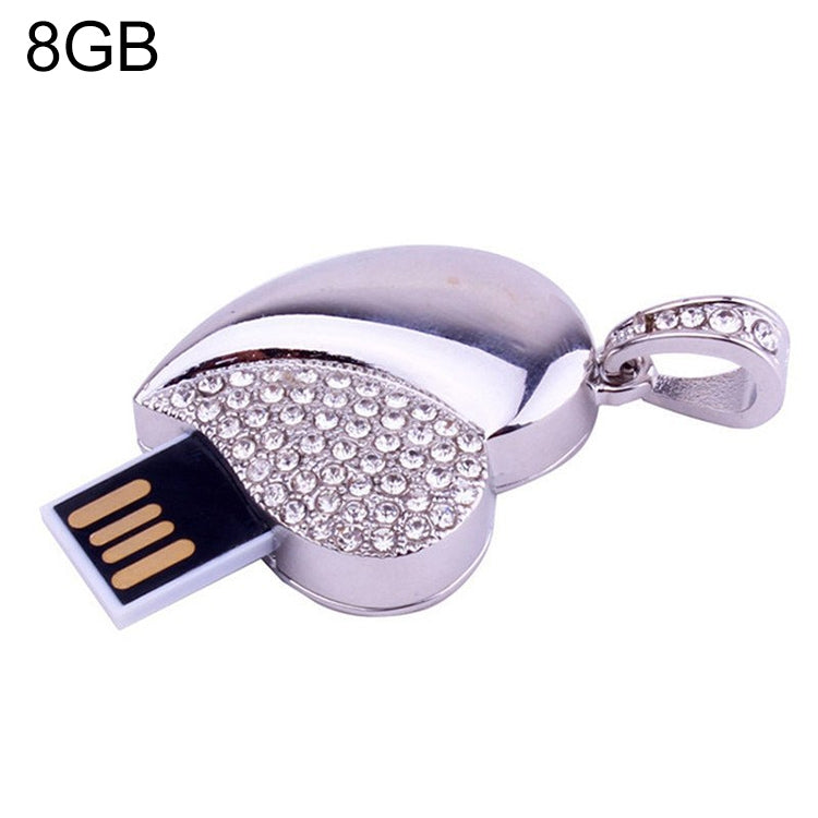 Silbernes herzförmiges Diamantschmuck USB-Flash-Laufwerk, Speziell für Valentinstagsgeschenke, 2GB, 4GB, 8GB, 16GB, 32GB