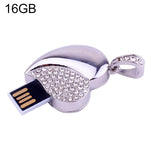Silbernes herzförmiges Diamantschmuck USB-Flash-Laufwerk, Speziell für Valentinstagsgeschenke, 2GB, 4GB, 8GB, 16GB, 32GB