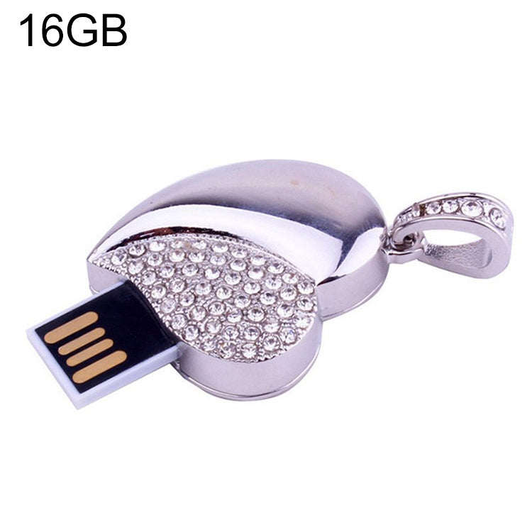 Silbernes herzförmiges Diamantschmuck USB-Flash-Laufwerk, Speziell für Valentinstagsgeschenke, 2GB, 4GB, 8GB, 16GB, 32GB
