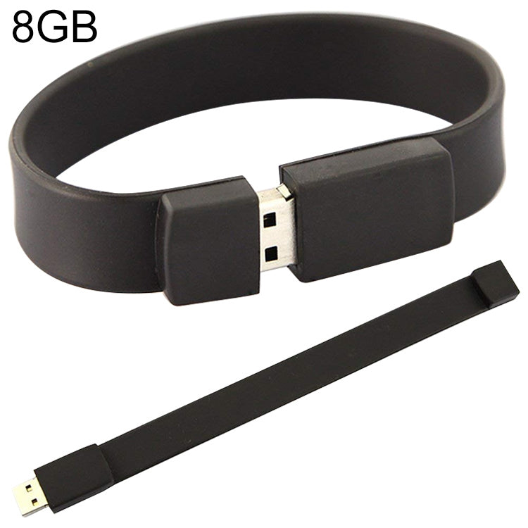 8GB Silikonarmband USB 2.0 Flash-Laufwerk, 8GB (Schwarz)