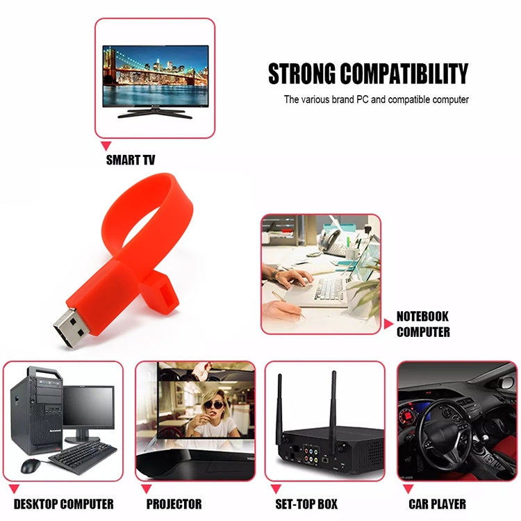 8GB Silikonarmband USB 2.0 Flash-Laufwerk, 8GB (Schwarz)