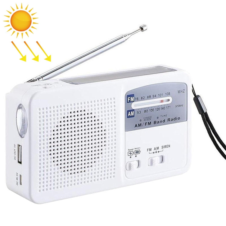 Multifunktionale tragbare Solar- / Kurbel-Dynamo Power LED Taschenlampe mit AM/FM Radio & Handy-Ladegerät, RD369
