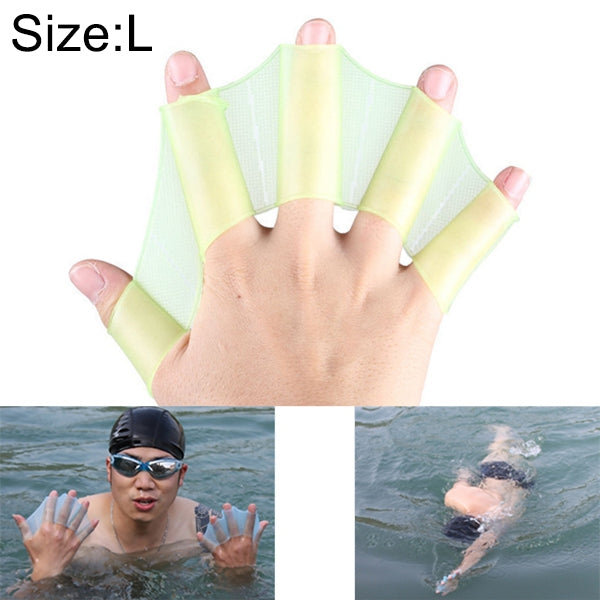 Silikon Schwimmflossen Handschuh Flossen Trainingshandschuhe, L, Größe: L Grün, Größe: L Blau