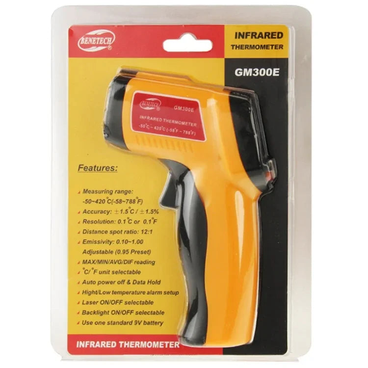 BENETECH GM300E Digitales Infrarot-Thermometer mit Laserpointer, Temperaturbereich: -50-420 Grad Celsius, GM300E