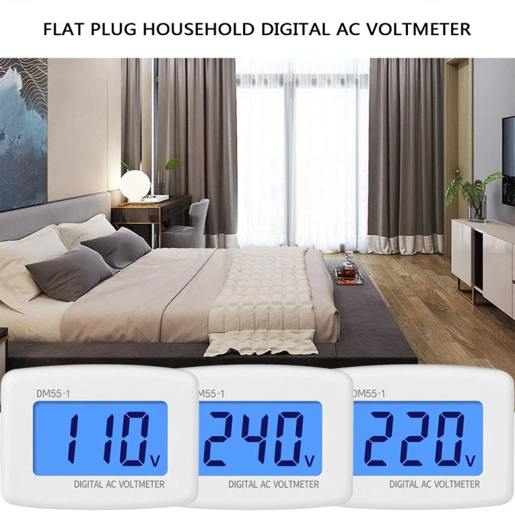 DM55-1 LCD AC Digitales Spannungsmessgerät Voltmeter, Messbereich: 110V-300V, EU-Stecker