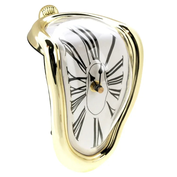 Römische Ziffern Neuheit Verzerrte Retro-Zeitmesser Kunst Warp Chrom Schmelzende Quarzuhr Irreguläre Uhr