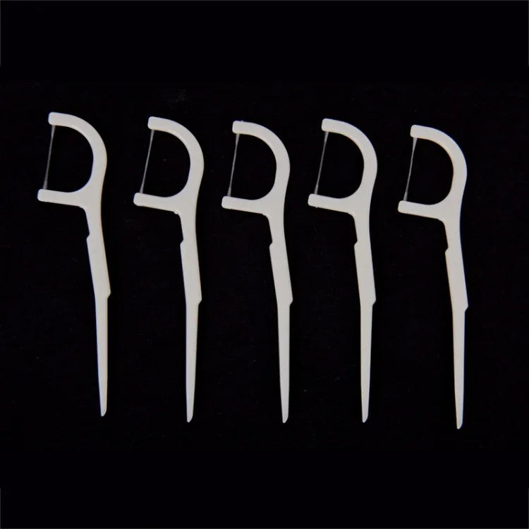 50 STK. Zahnseide-Sticks mit Faden, breit, ABS, 50 Stk.