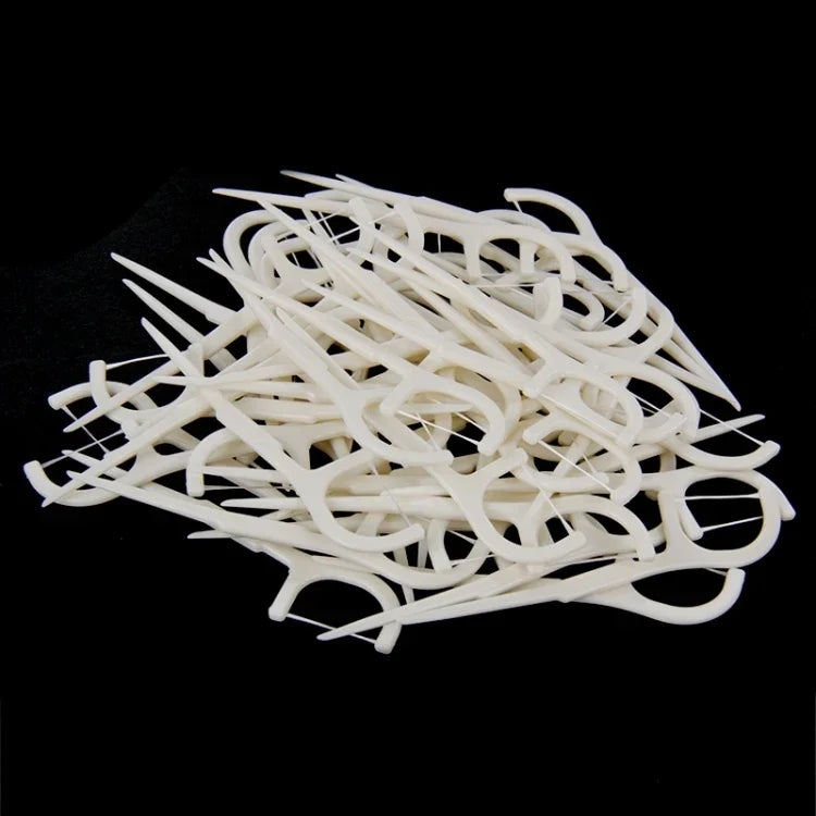 50 STK. Zahnseide-Sticks mit Faden, breit, ABS, 50 Stk.