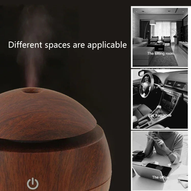 LM-X1 Wiederaufladbarer USB-Luftbefeuchter mit Holzstruktur, 3 W, Ultraschall, Aromafunktion, LM-X1