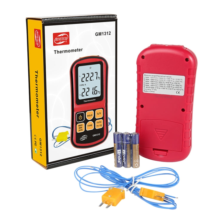 BENETECH GM1312 2,4 Zoll LCD-Bildschirm Thermoelement-Thermometer misst J,K,T,E,N und R Typ, Messbereich: -50~300°C
