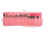 24-teiliges Make-up-Pinselset aus Ziegenhaar mit rosa Griffen und rosa Tasche, 24 Stück