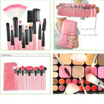 24-teiliges Make-up-Pinselset aus Ziegenhaar mit rosa Griffen und rosa Tasche, 24 Stück