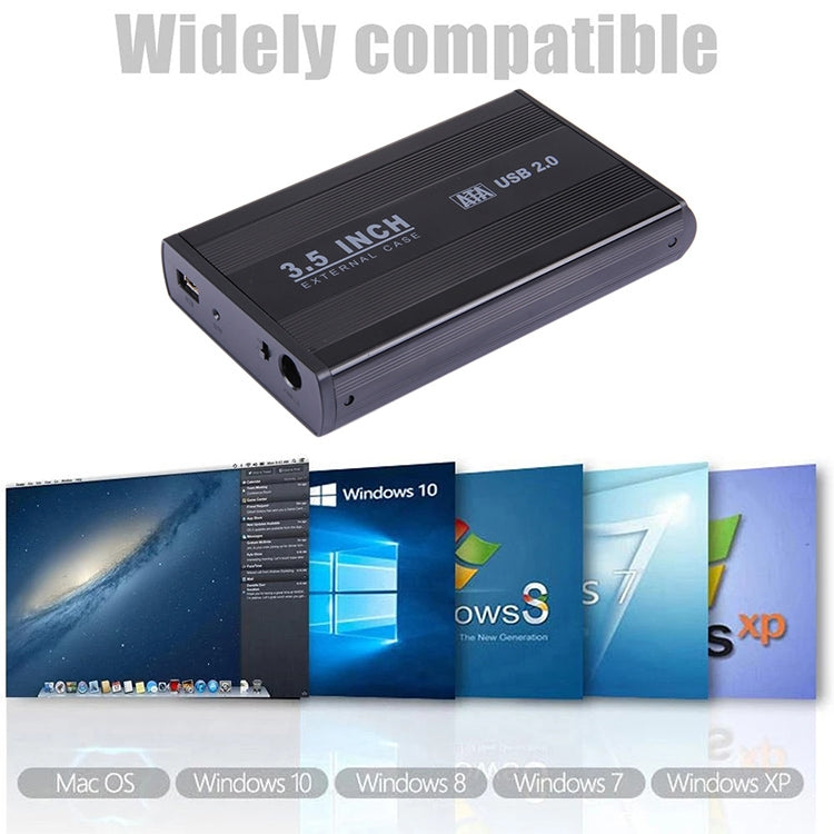3,5 Zoll HDD SATA Externes Gehäuse, Unterstützt USB 2.0, SATA mit 2.0A Stromversorgung, SATA mit 1.5A Stromversorgung