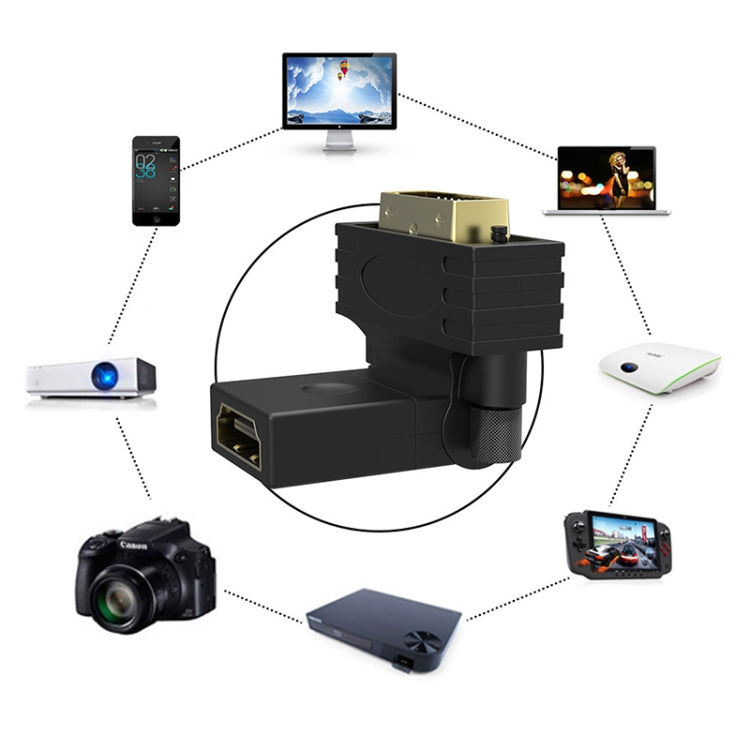 360 Grad Drehbarer vergoldeter DVI 24+1 Pin Stecker zu 19 Pin HDMI Buchse Adapter, DVI 24+1 Pin Stecker zu HDMI Buchse
