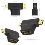 3 in 1 HDMI Buchse zu Mini HDMI Stecker + Micro HDMI Stecker Adapter, HDMI Buchse zu Mini HDMI+Micro HDMI
