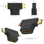 3 in 1 HDMI Buchse zu Mini HDMI Stecker + Micro HDMI Stecker Adapter, HDMI Buchse zu Mini HDMI+Micro HDMI