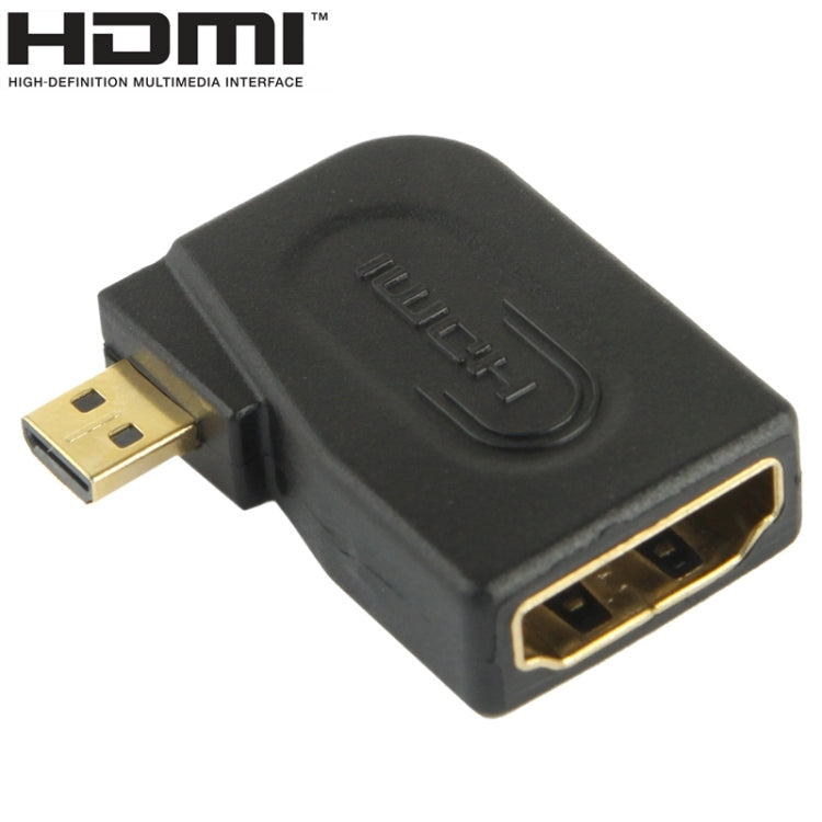 Goldbeschichteter Micro HDMI Stecker auf HDMI 19-polige Buchse Adapter mit 90-Grad-Winkel, Micro HDMI zu HDMI