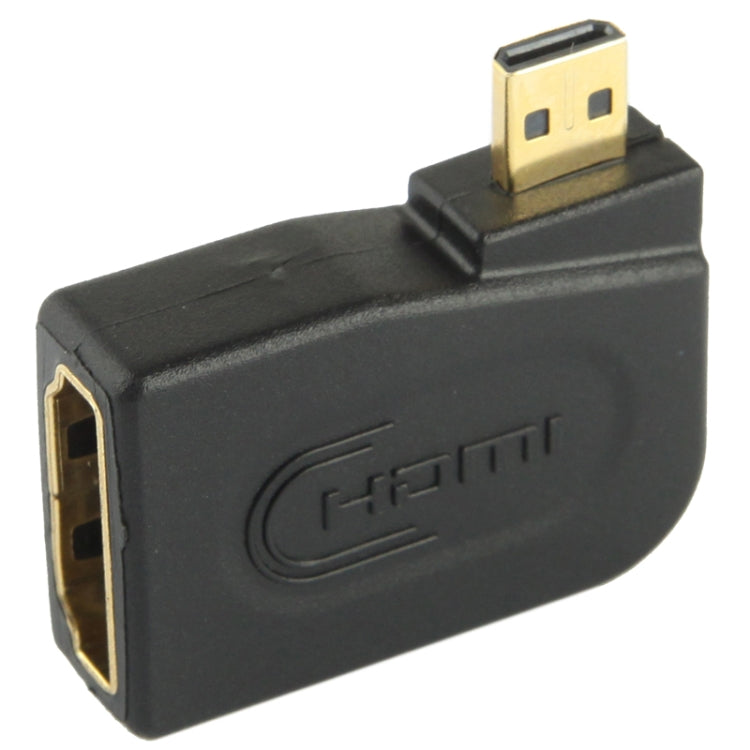 Goldbeschichteter Micro HDMI Stecker auf HDMI 19-polige Buchse Adapter mit 90-Grad-Winkel, Micro HDMI zu HDMI