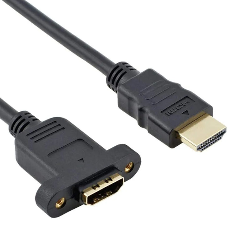 30cm HDMI (Typ-A) Stecker zu HDMI (Typ-A) Buchse Adapterkabel mit 2 Schraubenlöchern, HDMI AM zu AF mit Ohrloch (30cm)