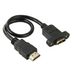 30cm HDMI (Typ-A) Stecker zu HDMI (Typ-A) Buchse Adapterkabel mit 2 Schraubenlöchern, HDMI AM zu AF mit Ohrloch (30cm)