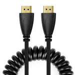 Version 1.4, Vergoldetes 19 Pin HDMI Stecker zu HDMI Stecker Spiralkabel, Unterstützt 3D / Ethernet, Länge: 60cm (verlängerbar bis 2m), HDMI AM zu AM