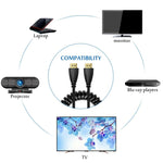 Version 1.4, Vergoldetes 19 Pin HDMI Stecker zu HDMI Stecker Spiralkabel, Unterstützt 3D / Ethernet, Länge: 60cm (verlängerbar bis 2m), HDMI AM zu AM