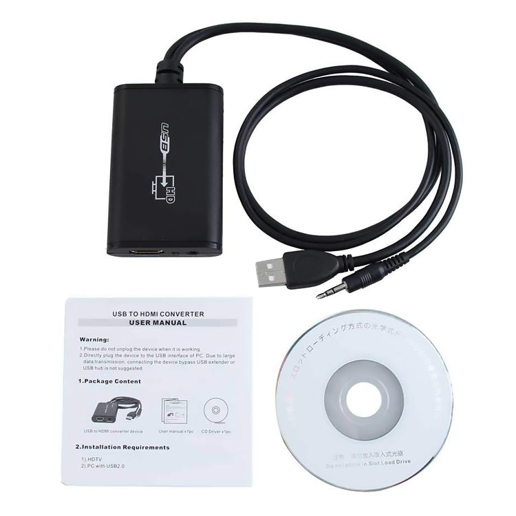 USB 2.0 zu HDMI HD Video Adapter für HDTV, unterstützt Full HD 1080P, USB 2.0