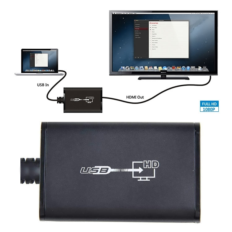 USB 2.0 zu HDMI HD Video Adapter für HDTV, unterstützt Full HD 1080P, USB 2.0