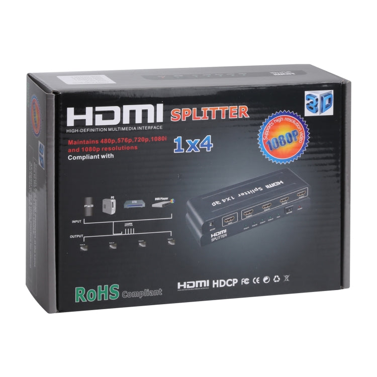 1080P 1x4 HDMI Verteiler, Version 1.4, EU Stecker, 1x4 HDMI V1.3