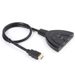 3x1 Pigtail HDMI Umschalter bis zu 1080P (vergoldet), 1080P