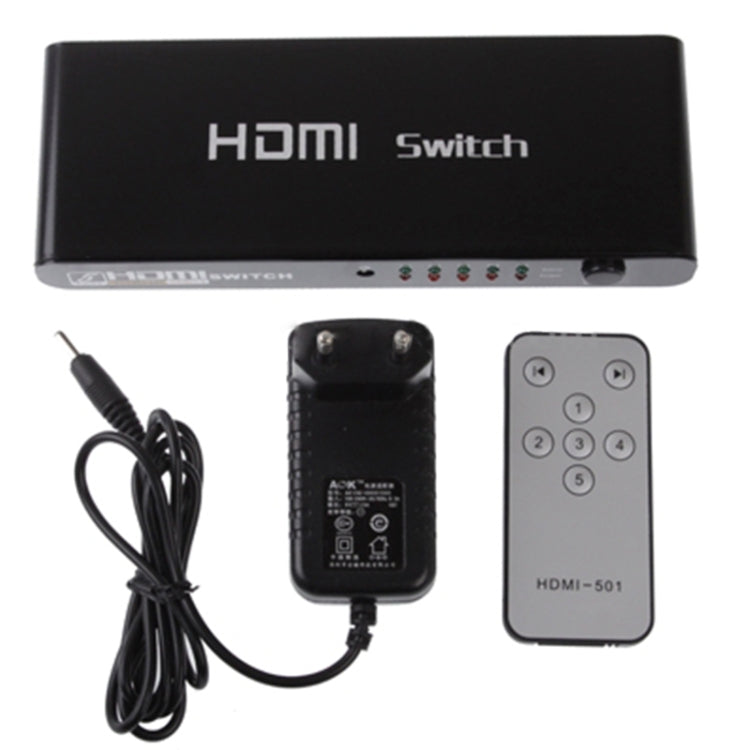 5 Ports Full HD 1080P HDMI Umschalter mit Schalter & Fernbedienung, Version 1.3 (5 Ports HDMI Eingang, 1 Port HDMI Ausgang), Version 1.3