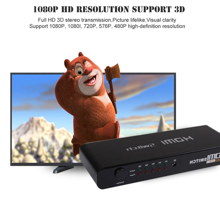 5 Ports Full HD 1080P HDMI Umschalter mit Schalter & Fernbedienung, Version 1.3 (5 Ports HDMI Eingang, 1 Port HDMI Ausgang), Version 1.3