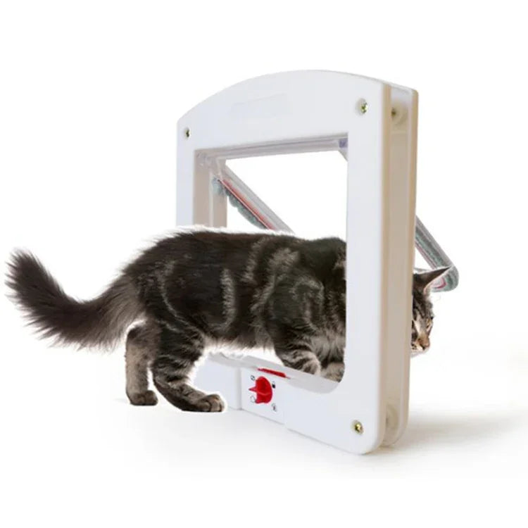 Katzen- und hundefreundliche, transparente Klappe (kleine Größen), universelle 4-Wege-Verriegelung, weiß