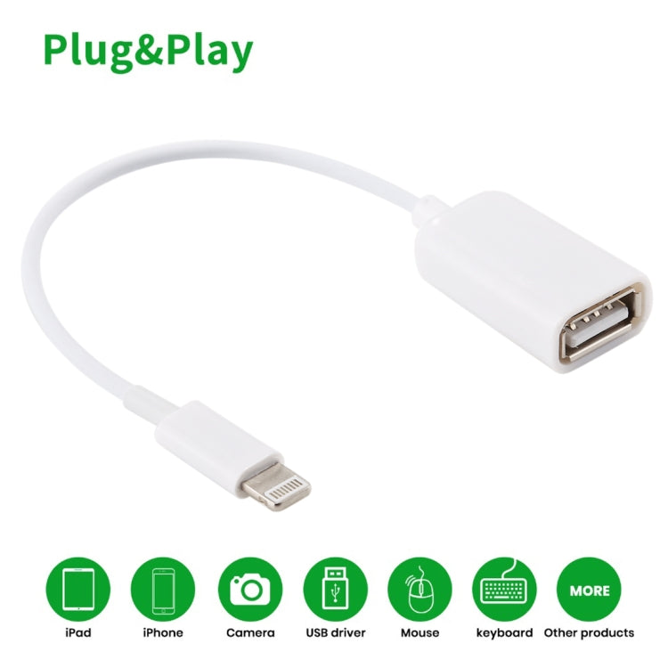 USB Buchse zu 8-Pin Stecker OTG Adapterkabel, Unterstützt iOS 10.2 und darunter, Länge: 18cm