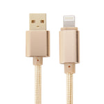 1m Gewebtes Metallkopf 8-Pin-auf-USB Daten-Sync-Ladekabel für iPhone, iPad