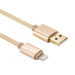 1m Gewebtes Metallkopf 8-Pin-auf-USB Daten-Sync-Ladekabel für iPhone, iPad