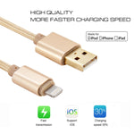 1m Gewebtes Metallkopf 8-Pin-auf-USB Daten-Sync-Ladekabel für iPhone, iPad