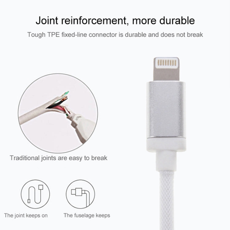 Netzartiger Metallkopf 8-Pin-auf-USB Daten-/Ladekabel, Kabellänge: 1m