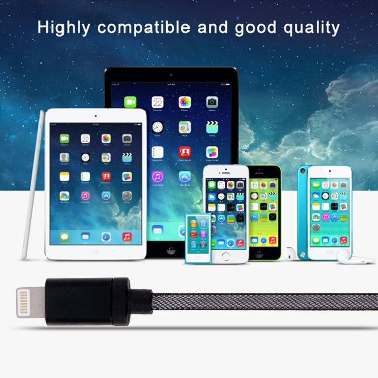 Netzartiger Metallkopf 8-Pin-auf-USB Daten-/Ladekabel, Kabellänge: 1m
