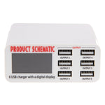 WLX-899 30W USB-Ladegerät 5V 6A Ausgang 3,5A Max Hochgeschwindigkeits 6-Port USB-Ladegerät mit Digitalanzeige & 1,5m Kabel, WLX-899