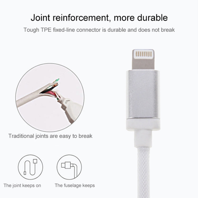 Netzstil Metallkopf 8 Pin zu USB Daten- / Ladekabel, Kabellänge: 25cm