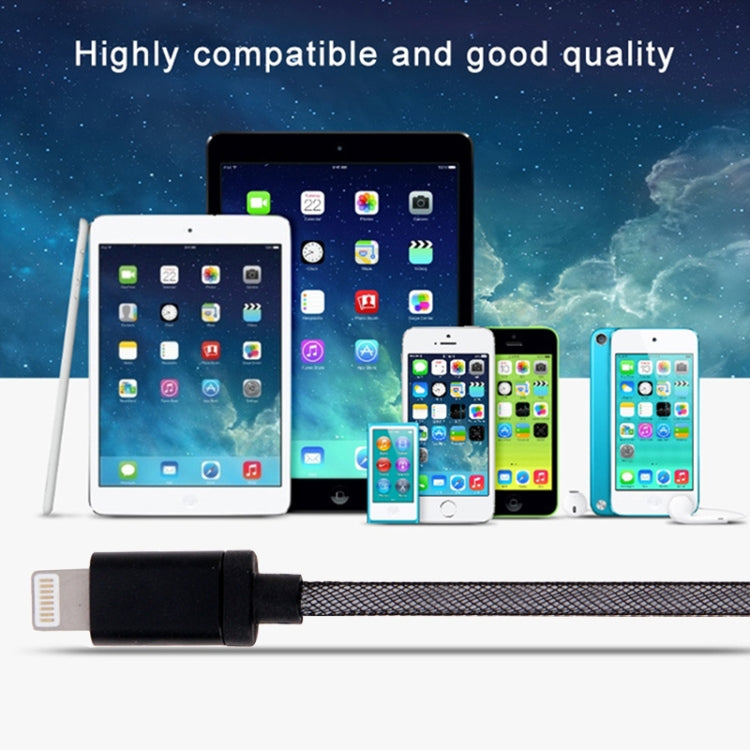 Netzstil Metallkopf 8 Pin zu USB Daten- / Ladekabel, Kabellänge: 25cm