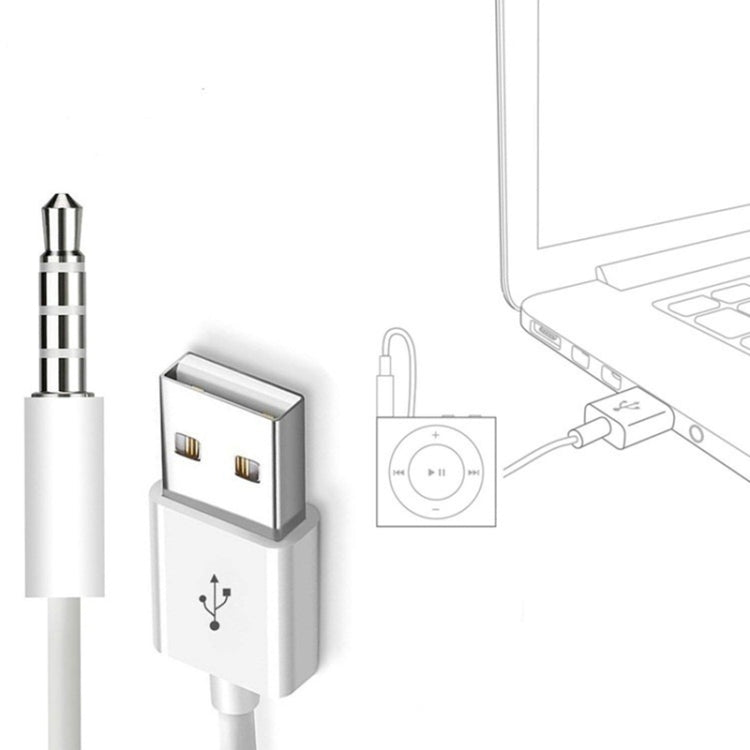 JW-SM1 USB zu 3,5mm Klinke Daten-Sync & Ladekabel für iPod Shuffle 1., 2., 3., 4., 5. & 6. Generation, Länge: 10cm