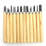 12 Teile / Set Sortiertes Holzschnitzwerkzeug-Set mit Edelstahlklinge und Holzgriff, 12 Teile / Set Holzschnitzwerkzeug
