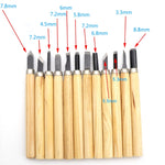 12 Teile / Set Sortiertes Holzschnitzwerkzeug-Set mit Edelstahlklinge und Holzgriff, 12 Teile / Set Holzschnitzwerkzeug