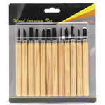 12 Teile / Set Sortiertes Holzschnitzwerkzeug-Set mit Edelstahlklinge und Holzgriff, 12 Teile / Set Holzschnitzwerkzeug